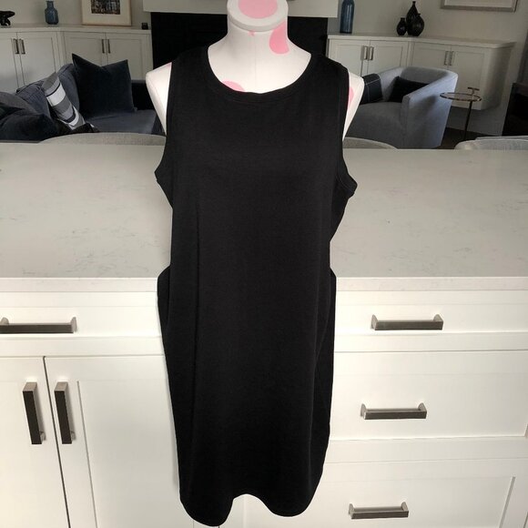 GAIAM Dresses & Skirts - GAIAM Casual Activewear Rayon Poly Slvless Scoop Neck Midi Dress Black Sz L NWT